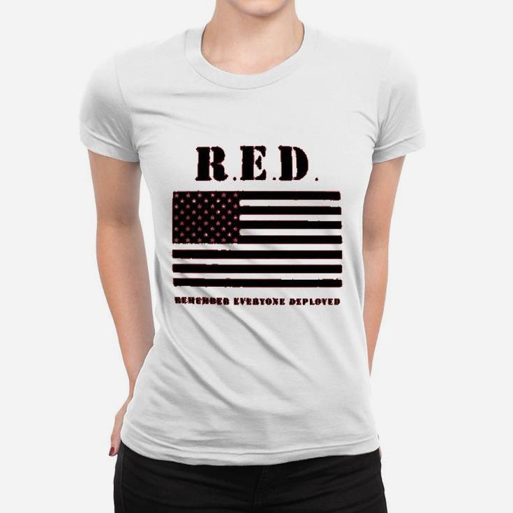 Remember Everyone Deployed Red Friday Flag Military Ladies Tee