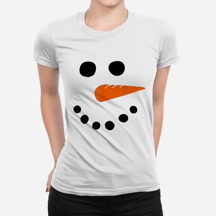 Snowman Face Carrot Nose Christmas Ladies Tee