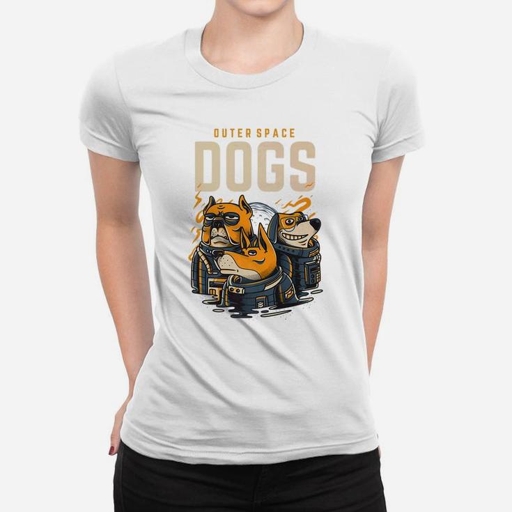 Space Dogs Outer Space Astronaut Puppy Scifi Inspired Gift Ladies Tee