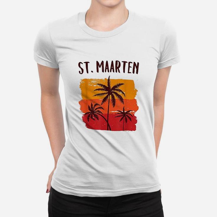 St Maarten Retro Tropical Cruise Vacation Souvenir Graphic Ladies Tee
