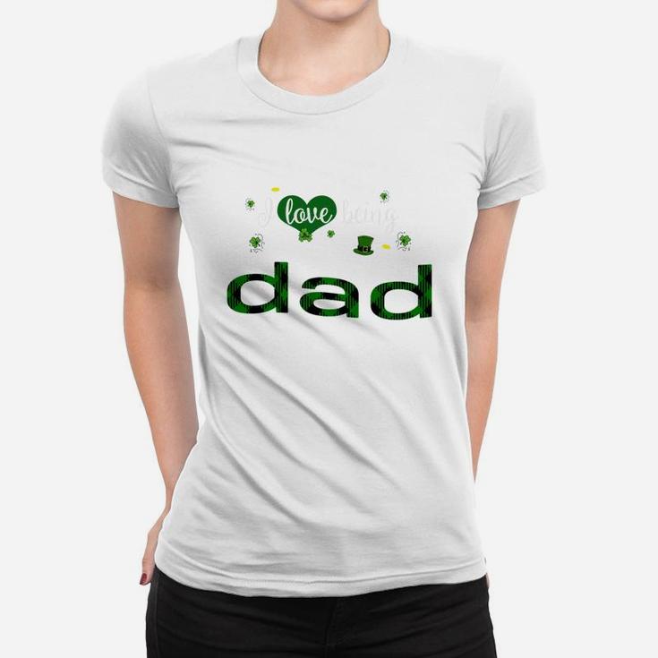 St Patricks Day Cute Shamrock I Love Being Dad Heart Family Gifts Ladies Tee