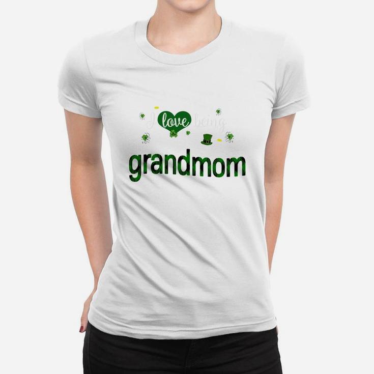 St Patricks Day Cute Shamrock I Love Being Grandmom Heart Family Gifts Ladies Tee