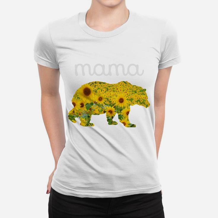 Sunflower Bear Mothers Day Flowers Mama Floral Prin Ladies Tee