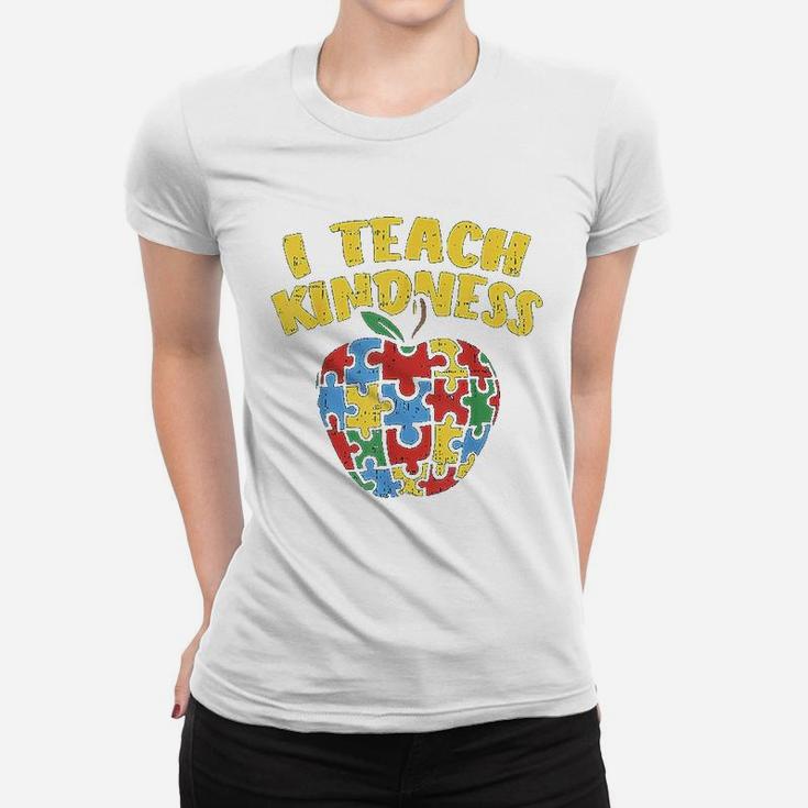 Teacher I Teach Kindness Apple Puzzle Ladies Tee