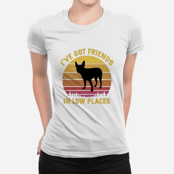 Vintage Boston Terrier I Have Got Friends In Low Places Dog Lovers Ladies Tee