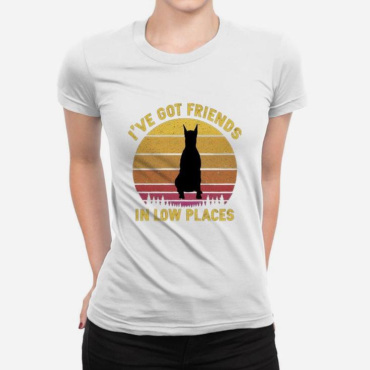 Vintage Doberman I Have Got Friends In Low Places Dog Lovers Ladies Tee