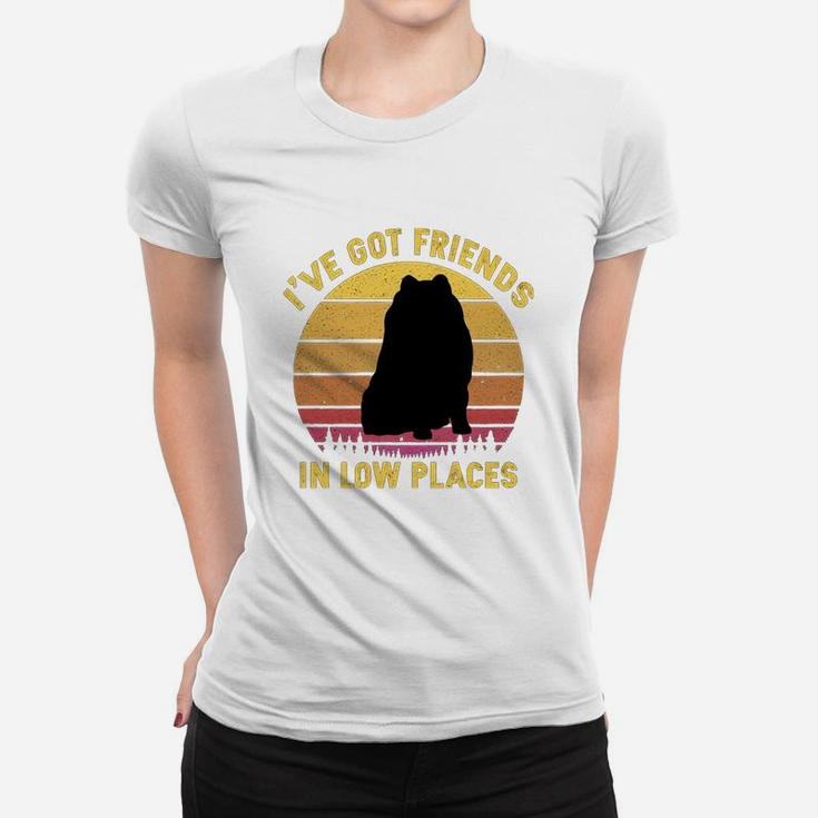 Vintage Pomeranian I Have Got Friends In Low Places Dog Lovers Ladies Tee