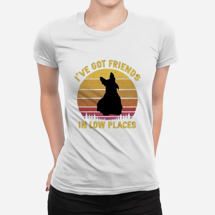 Vintage Scottish Terrier I Have Got Friends In Low Places Dog Lovers Ladies Tee
