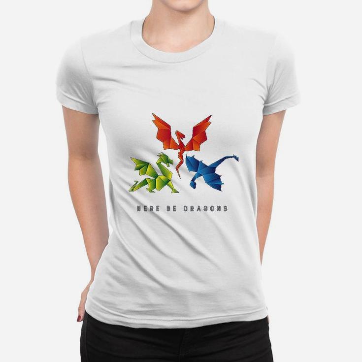 Where The Dragons Went Origami Style Dragons Ladies Tee