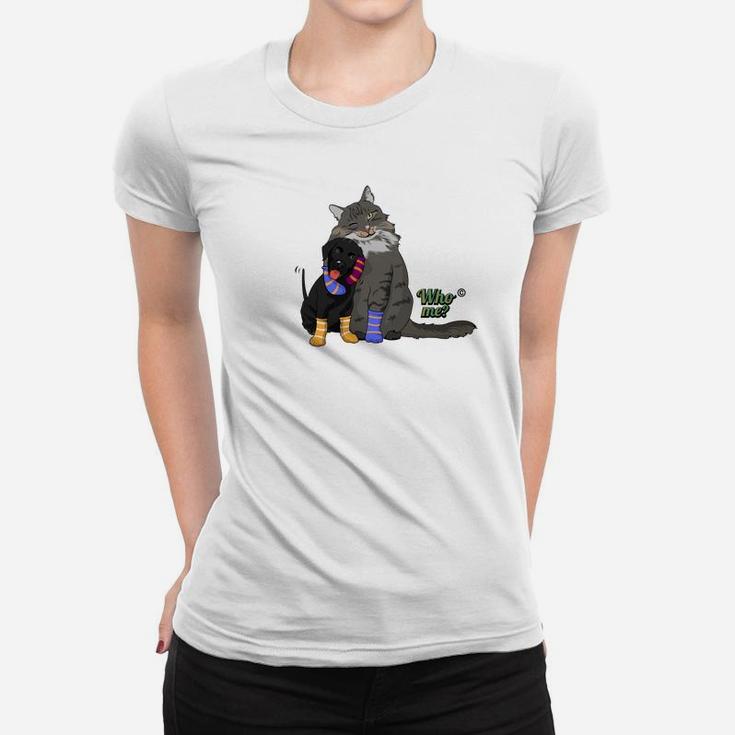 Who Doesnt Love S With A Black Puppy And Gray Cat Ladies Tee