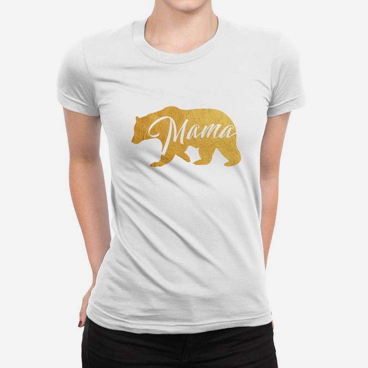 Womens Mama Bear Shirt Gold Mothers Day Mom Shirt Funny Ladies Tee