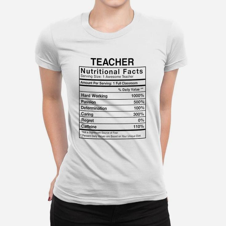 Worlds Awesome Teachers Ever Teacher Nutritional Facts Ladies Tee