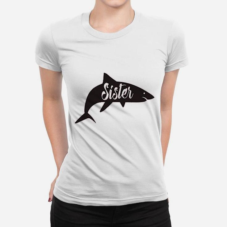 Youth Sister Shark Funny Beach Summer Vacation Family Ladies Tee