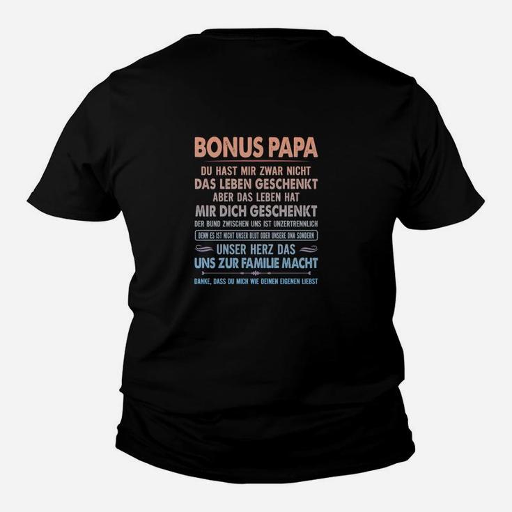 Bonus Papa Schwarz Kinder Tshirt, Aufdruck für Stiefväter