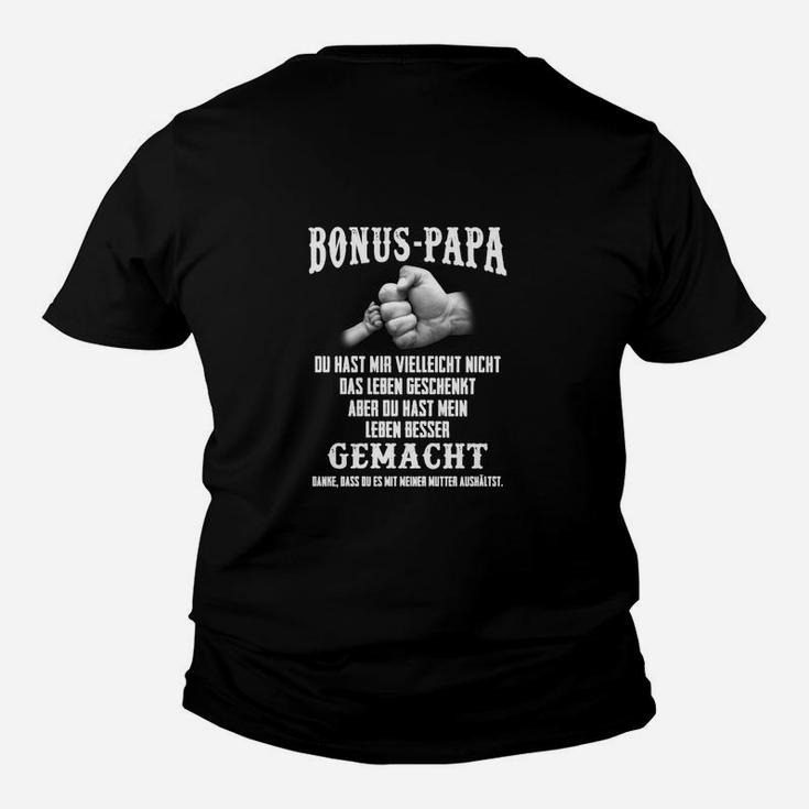 Bonus-Papa Schwarz Kinder Tshirt, Sprüche für Stiefväter, Vatertagsgeschenk