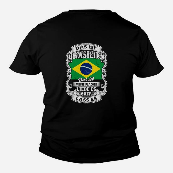 Brasilien Motiv Schwarzes Kinder Tshirt: Liebe es oder Lass es Deutscher Spruch