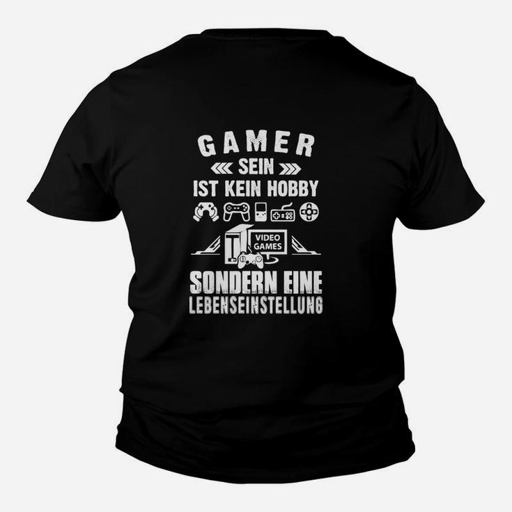 Gamer Lifestyle Kinder Tshirt Schwarz - Videospiel Leidenschaft Motiv