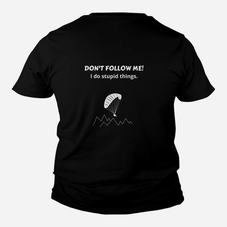 Humorvolles Kinder Tshirt Don't Follow Me! mit Paragleiter, Lustiges Schwarzes Tee