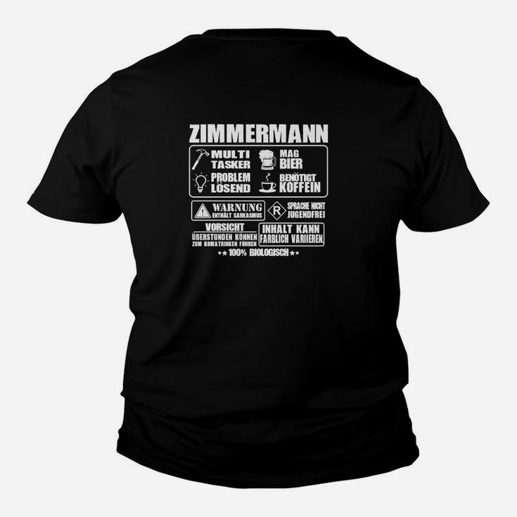 Humorvolles Zimmermann Kinder Tshirt, Lustige Sprüche & Warnungen