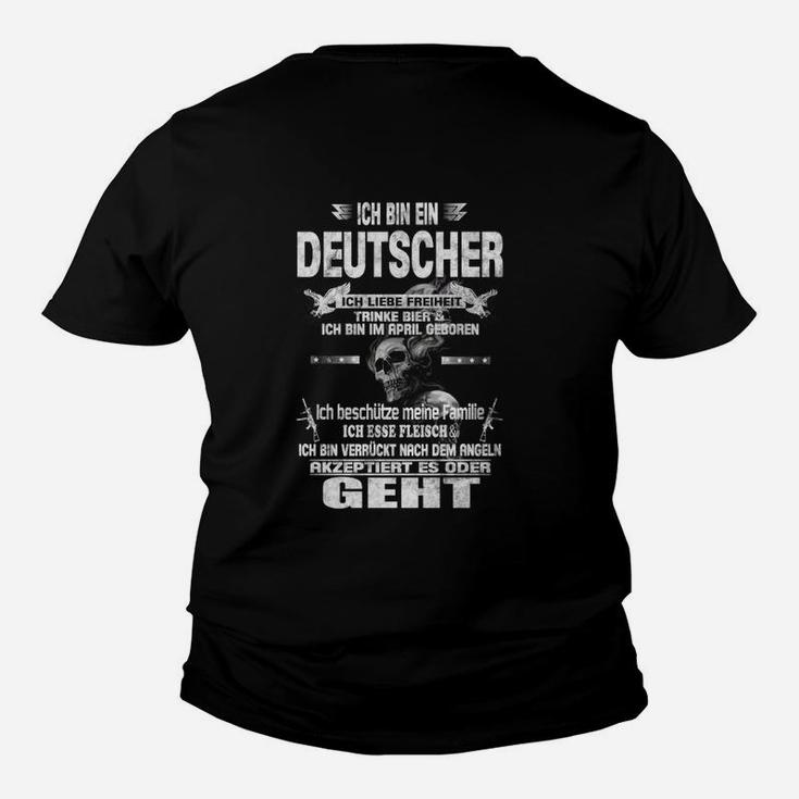 Ich Bin Ein Deutscher Stolzes Statement-Kinder Tshirt in Schwarz, Nationalstolz