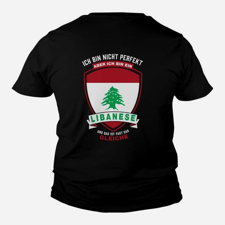 Libanesisches Stolz Kinder Tshirt Nicht Perfekt, Aber Lebanese, Humorvolles Design in Schwarz