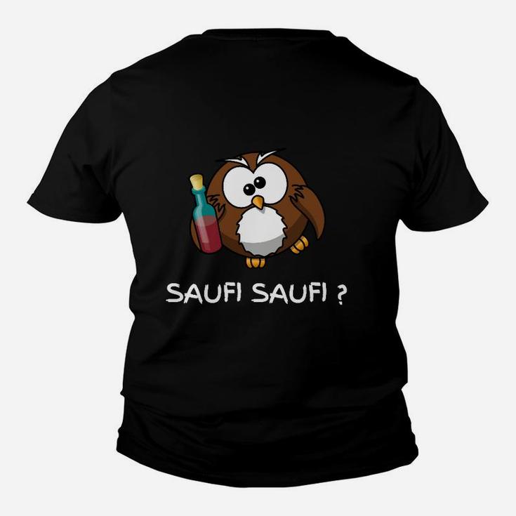 Lustiges Eulen-Motiv Kinder Tshirt Saufi Saufi mit Flaschen-Design für Partys