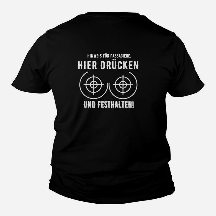 Lustiges Zielscheiben-Design Kinder Tshirt, Hier Drücken und Festhalten Motiv