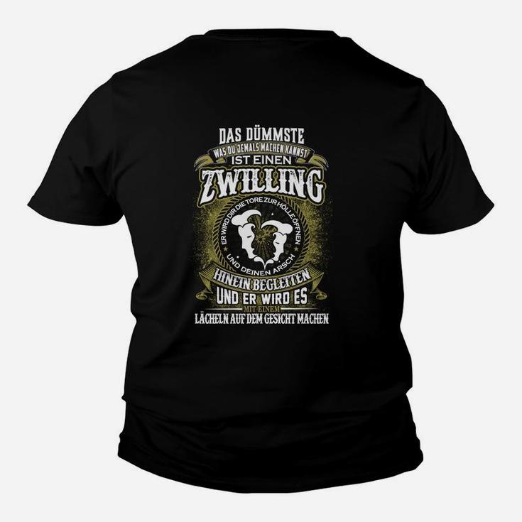 Lustiges Zwilling-Spruch Kinder Tshirt, Witziges Geschwister Tee in Schwarz