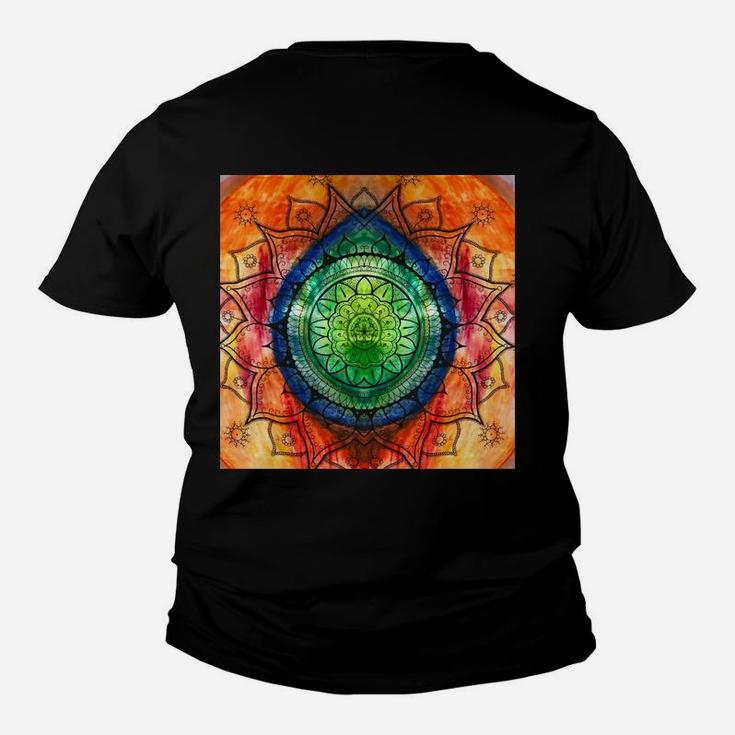 Mandala-Kunstdruck Schwarzes Kinder Tshirt, Buntes Geometrisches Design