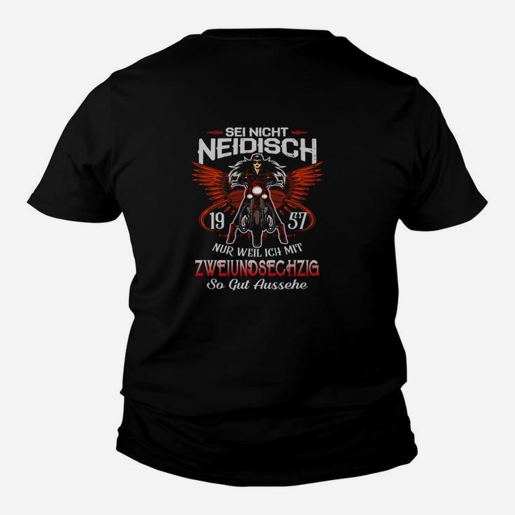 Schwarzes Biker Kinder Tshirt mit Adlermotiv, Text Sei Nicht Neidisch