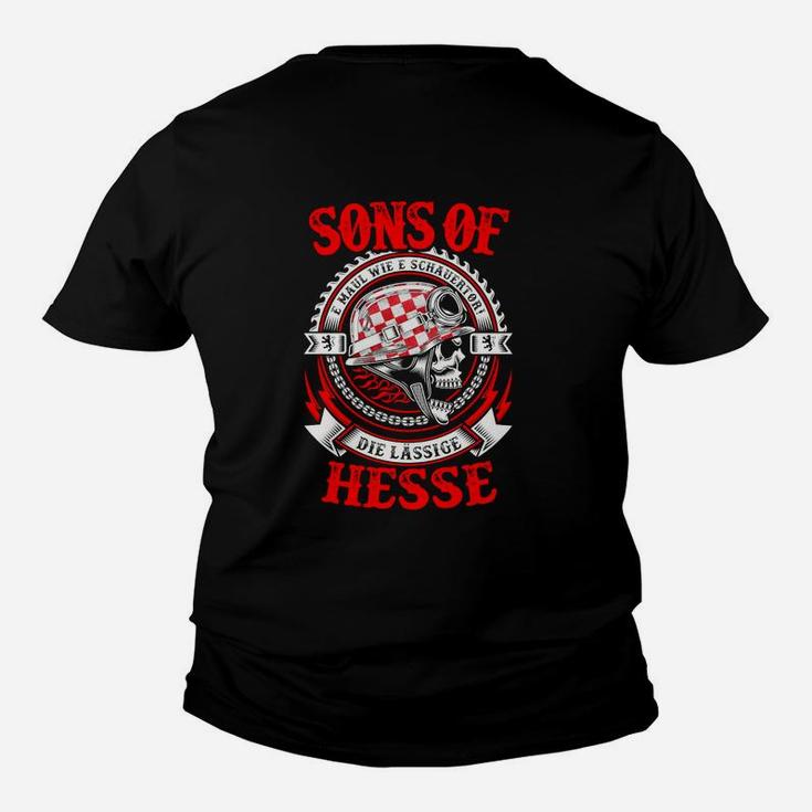 Schwarzes Biker Kinder Tshirt Sons of Hesse, Motorrad-Design