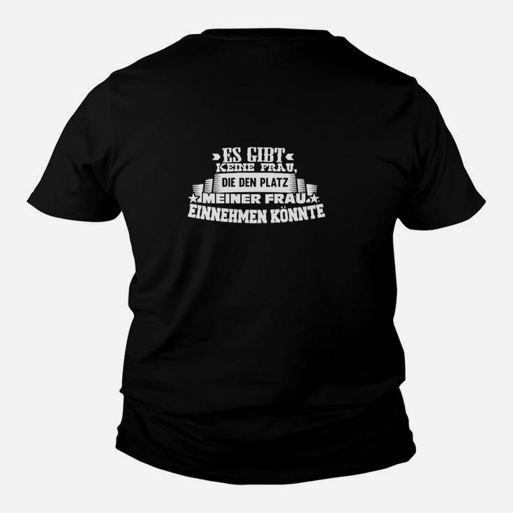 Schwarzes Herren Kinder Tshirt mit Ehefrau Witz, Lustiges Spruch-Kinder Tshirt