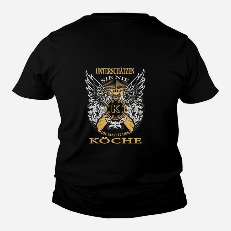 Schwarzes Kinder Tshirt mit goldenem Köche-Emblem, Flügeln & Spruch