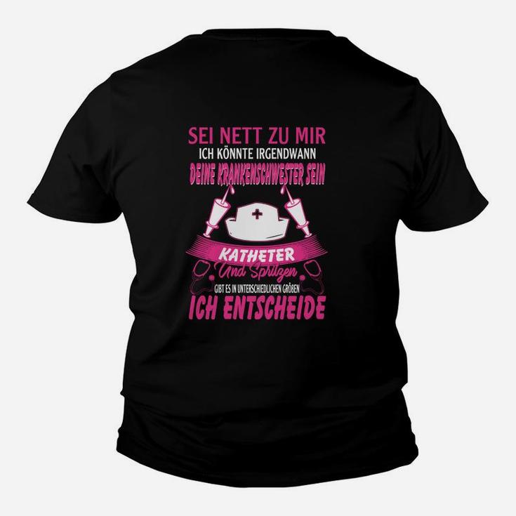 Schwarzes Krankenpflege Kinder Tshirt, Lustiges Motiv mit Witzigem Spruch