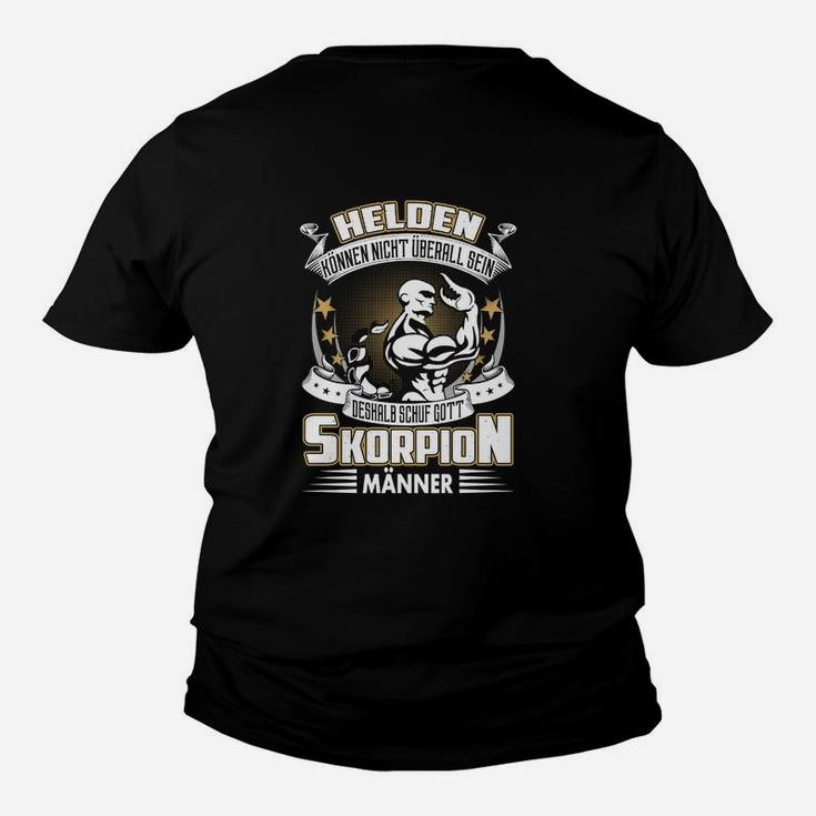 Schwarzes Skorpion Kinder Tshirt für Herren mit heldenhaftem Spruch