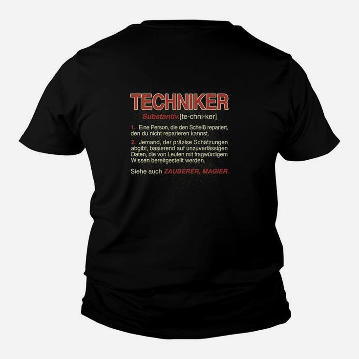 Schwarzes Techniker-Definition Kinder Tshirt mit Humorvoller Aufschrift
