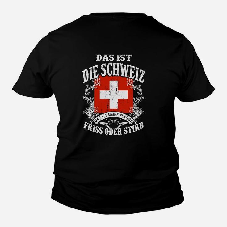 Schweizer Kreuz & Adler Motiv Kinder Tshirt - Das ist die Schweiz, Friss oder Stirb