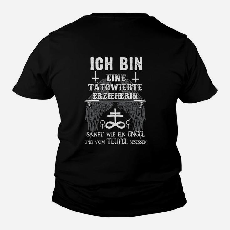 Tätowierte Erzieherin Kinder Tshirt, Tattoo Motiv Schwarzes Tee für Erzieherinnen