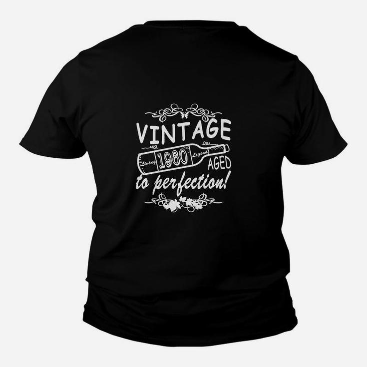 Vintage 1980 Aged to Perfection Kinder Tshirt, Retro Geburtstags-Kinder Tshirt Schwarz