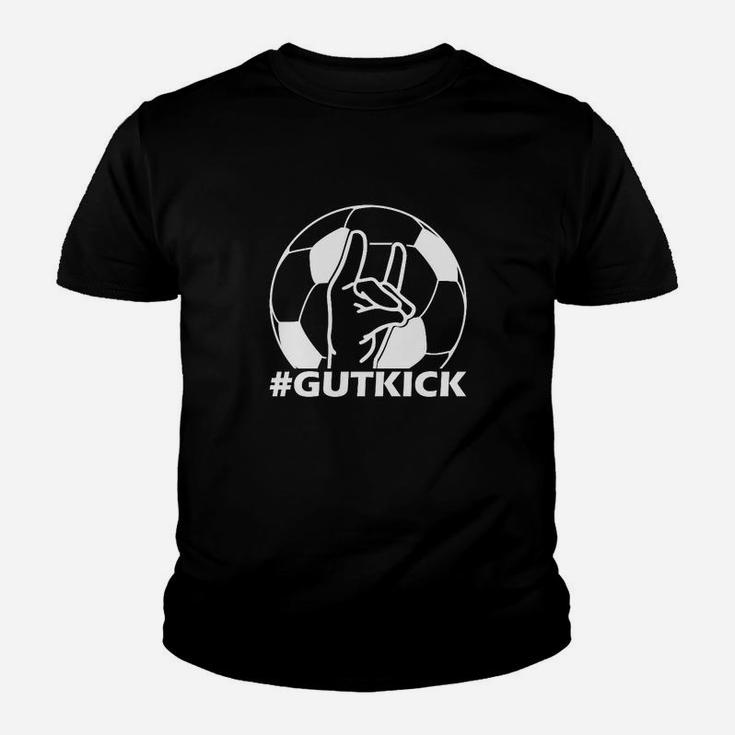 #GUTKICK Schwarzes Fußball-Fan-Kinder Tshirt, Grafikprint Design