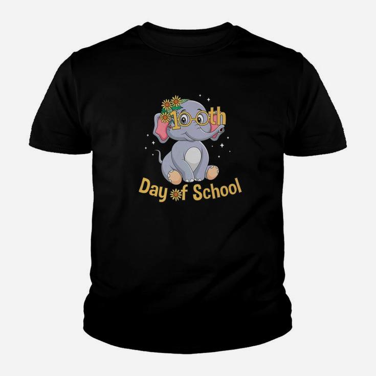 100 Days Of School Elephant Sunflower Teacher Kid T-Shirt