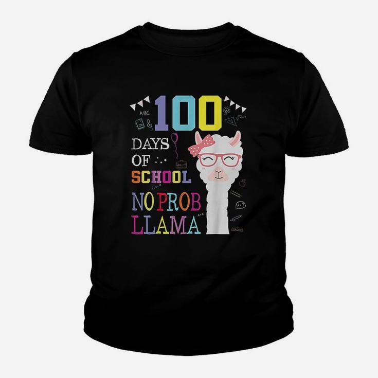100 Days Of School No Probllama Llama 100th Day Kid T-Shirt