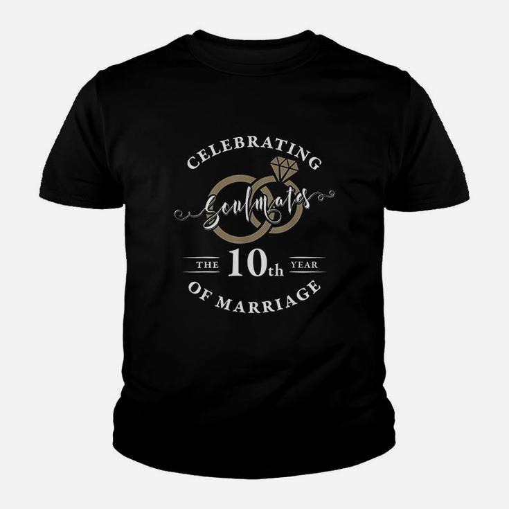 10th Wedding Anniversary Soulmates 10 Years Of Marriage Youth T-shirt