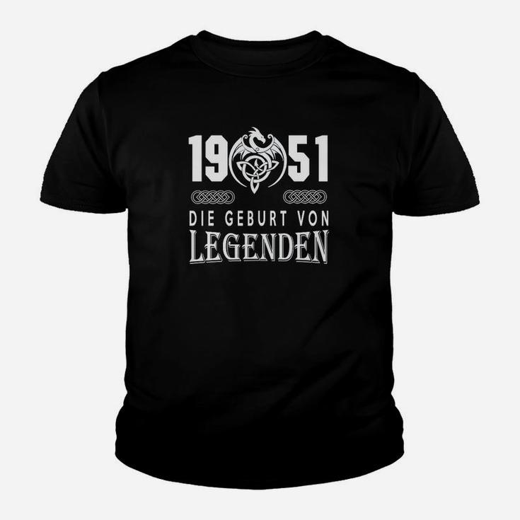 1951 Die Geburt von Legenden Kinder Tshirt, Schwarzes Geburtstagsjubiläum Tee