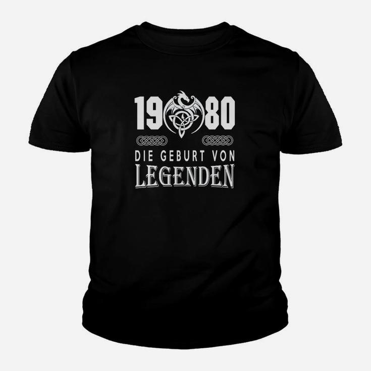 1980 Geburt von Legenden Kinder Tshirt, Retro Geburtstags Kinder Tshirt in Schwarz