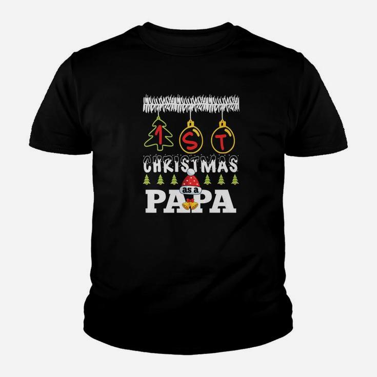 1st Christmas As A Papa Shirt Christmas Baby Announcement Kid T-Shirt