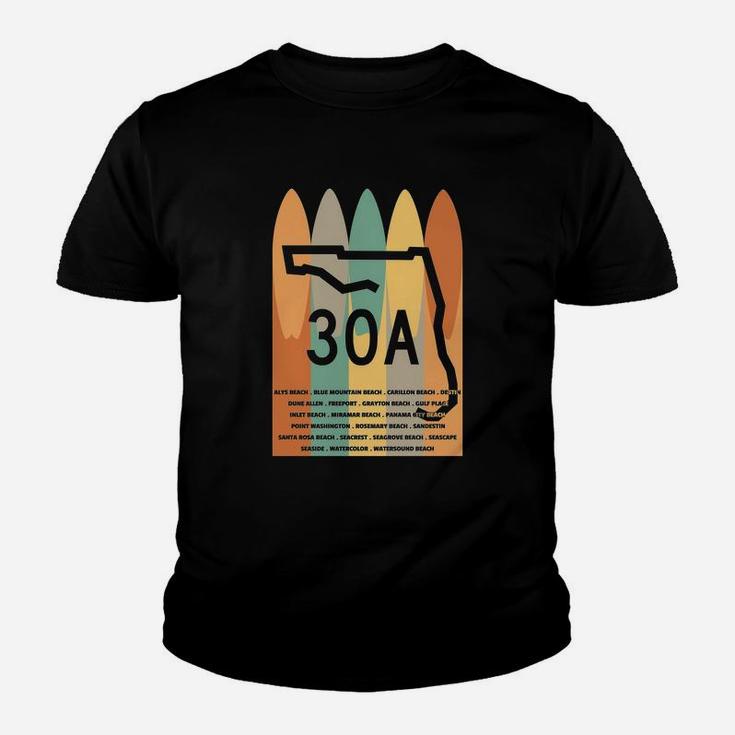 30a Surfboards Towns Of 30a Kid T-Shirt