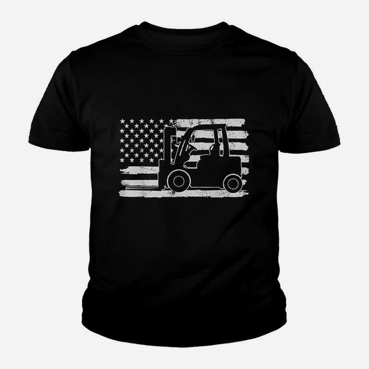 4th Of July Forklift Driver Usa Us Flag States Vintage Kid T-Shirt