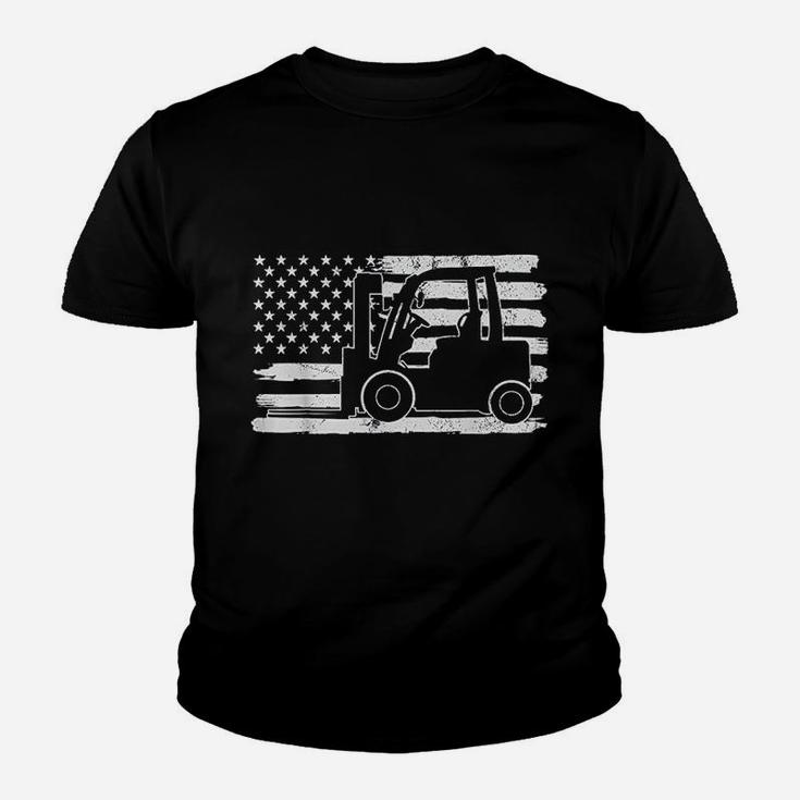 4th Of July Forklift Driver Usa Us Flag States Vintage Kid T-Shirt