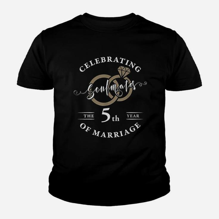 5th Wedding Anniversary Soulmates 5 Years Of Marriage Youth T-shirt